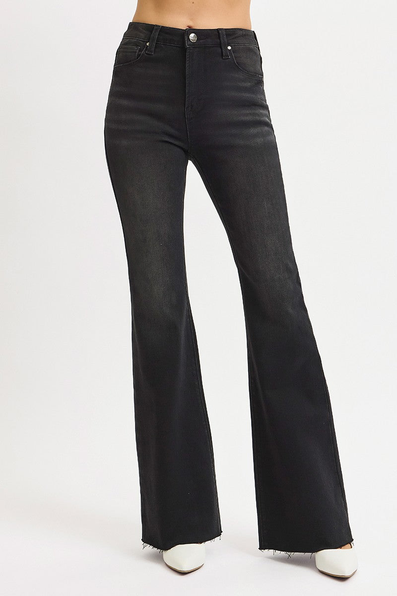 Black High Rise Flare Denim