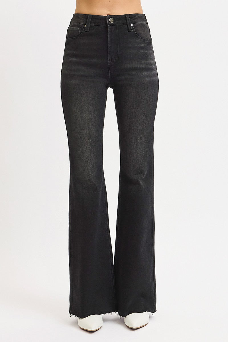 Black High Rise Flare Denim