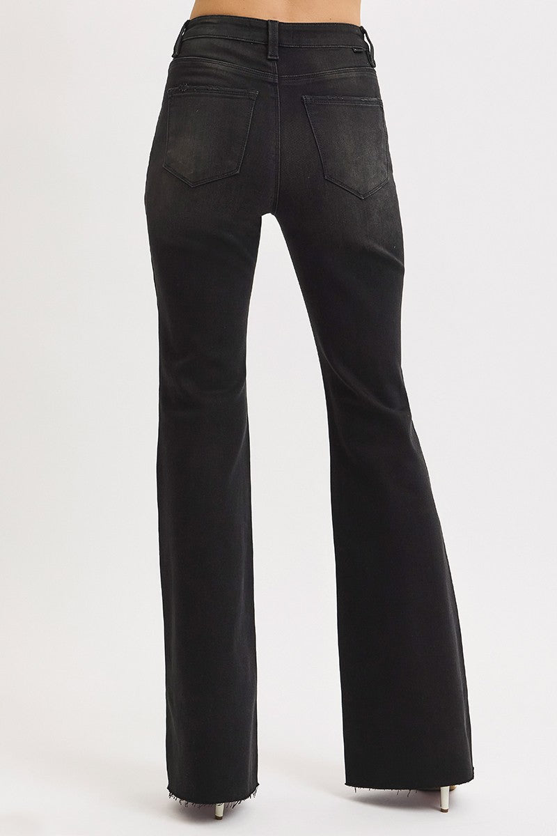 Black High Rise Flare Denim