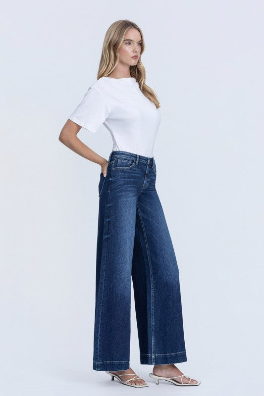 High Rise Dark Wash Palazzo Jeans