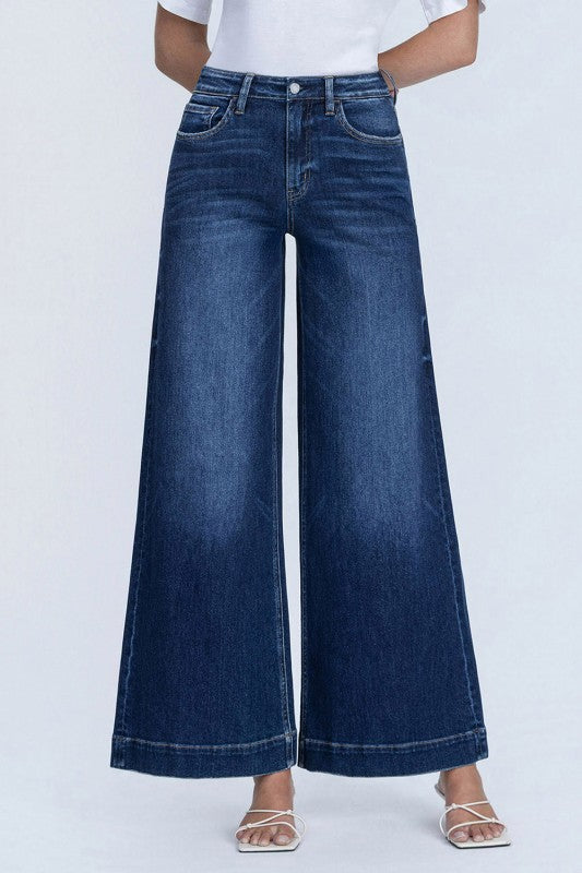High Rise Dark Wash Palazzo Jeans
