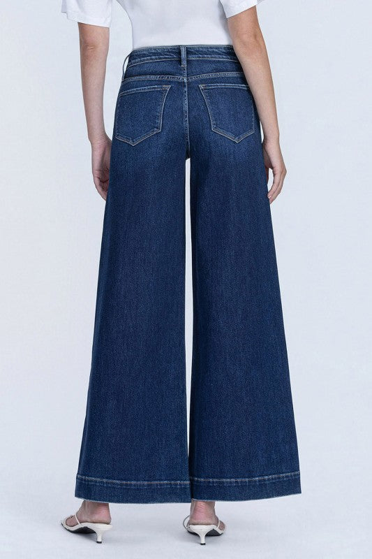 High Rise Dark Wash Palazzo Jeans