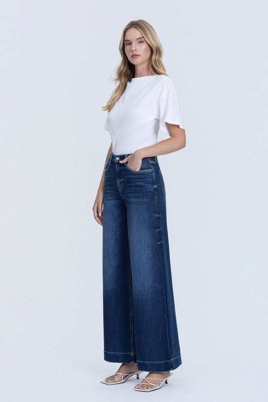 High Rise Dark Wash Palazzo Jeans