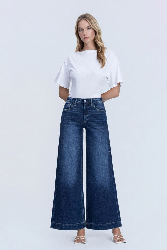 High Rise Dark Wash Palazzo Jeans