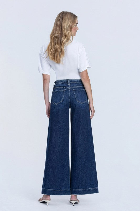 High Rise Dark Wash Palazzo Jeans