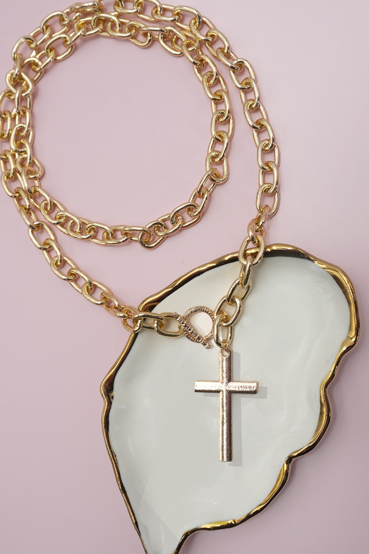 Statement Cross Toggle Necklace