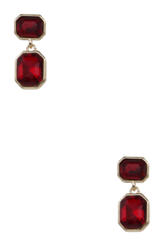 Red Glass Stone Earrings