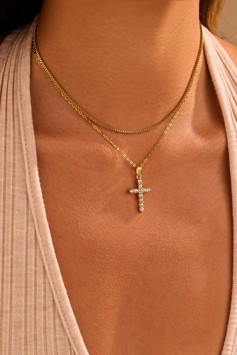 Double Layer Cross Necklace