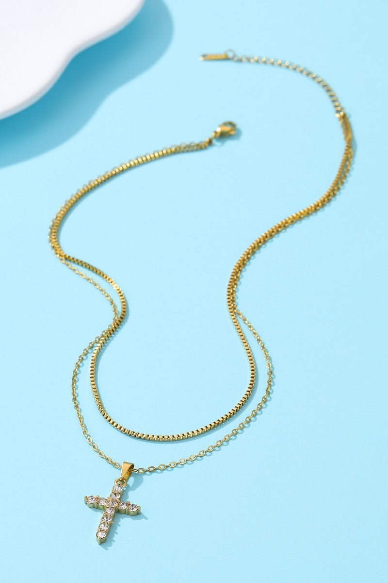 Double Layer Cross Necklace
