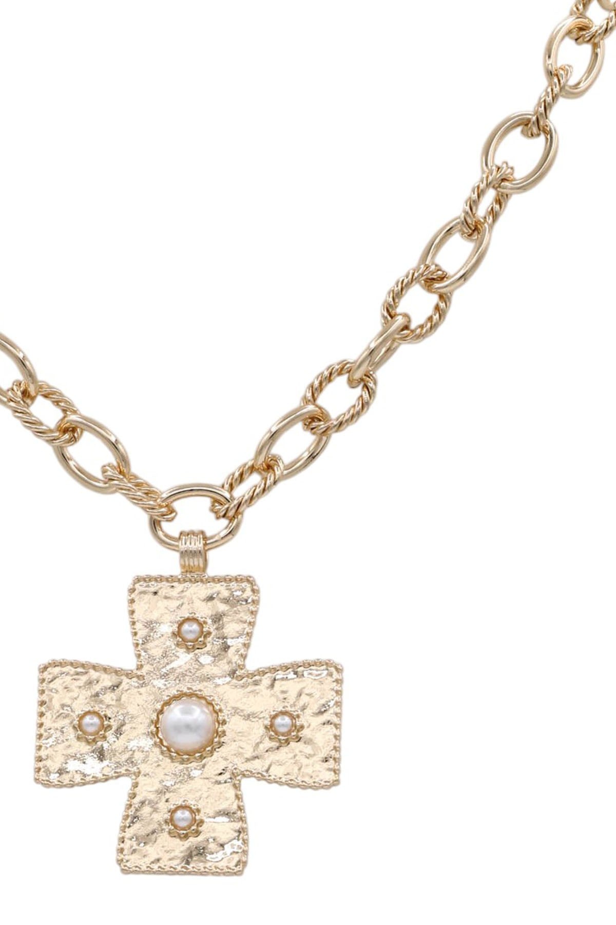 Gold & Pearl Cross Necklace