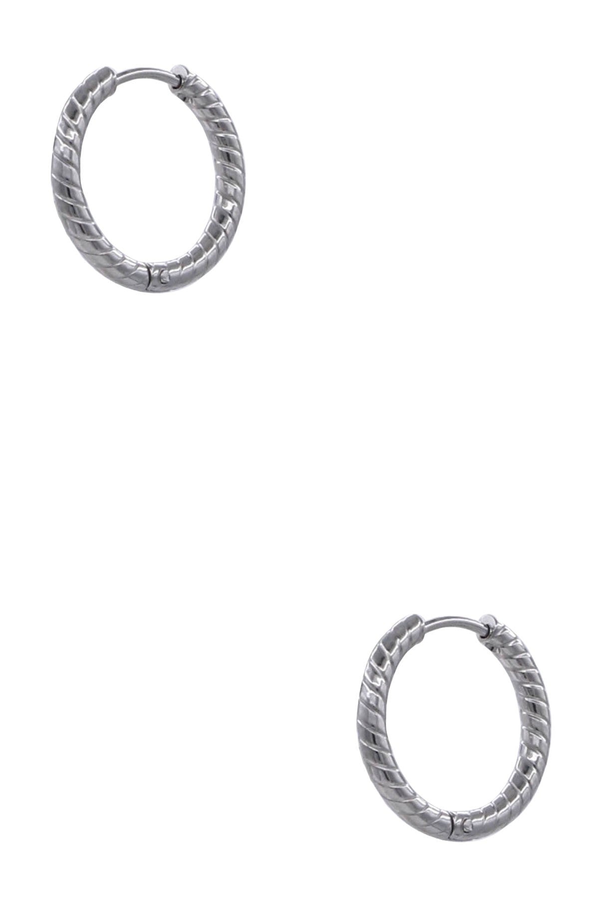 Silver Textured Stainless Steel Hoop
