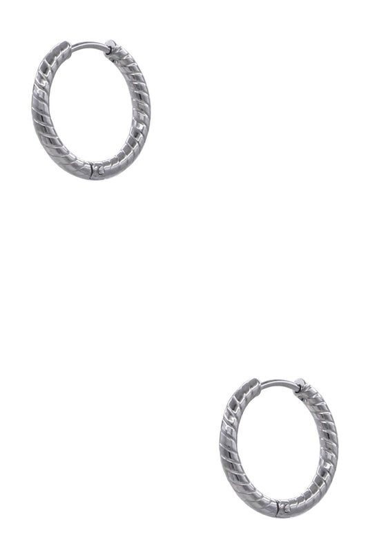 Silver Textured Stainless Steel Hoop