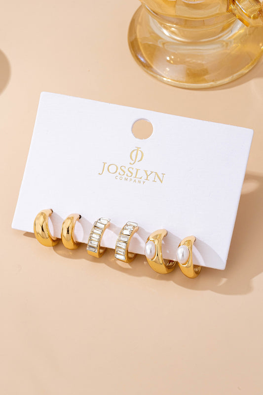 Pearl & Baguette Hoop Trio Set
