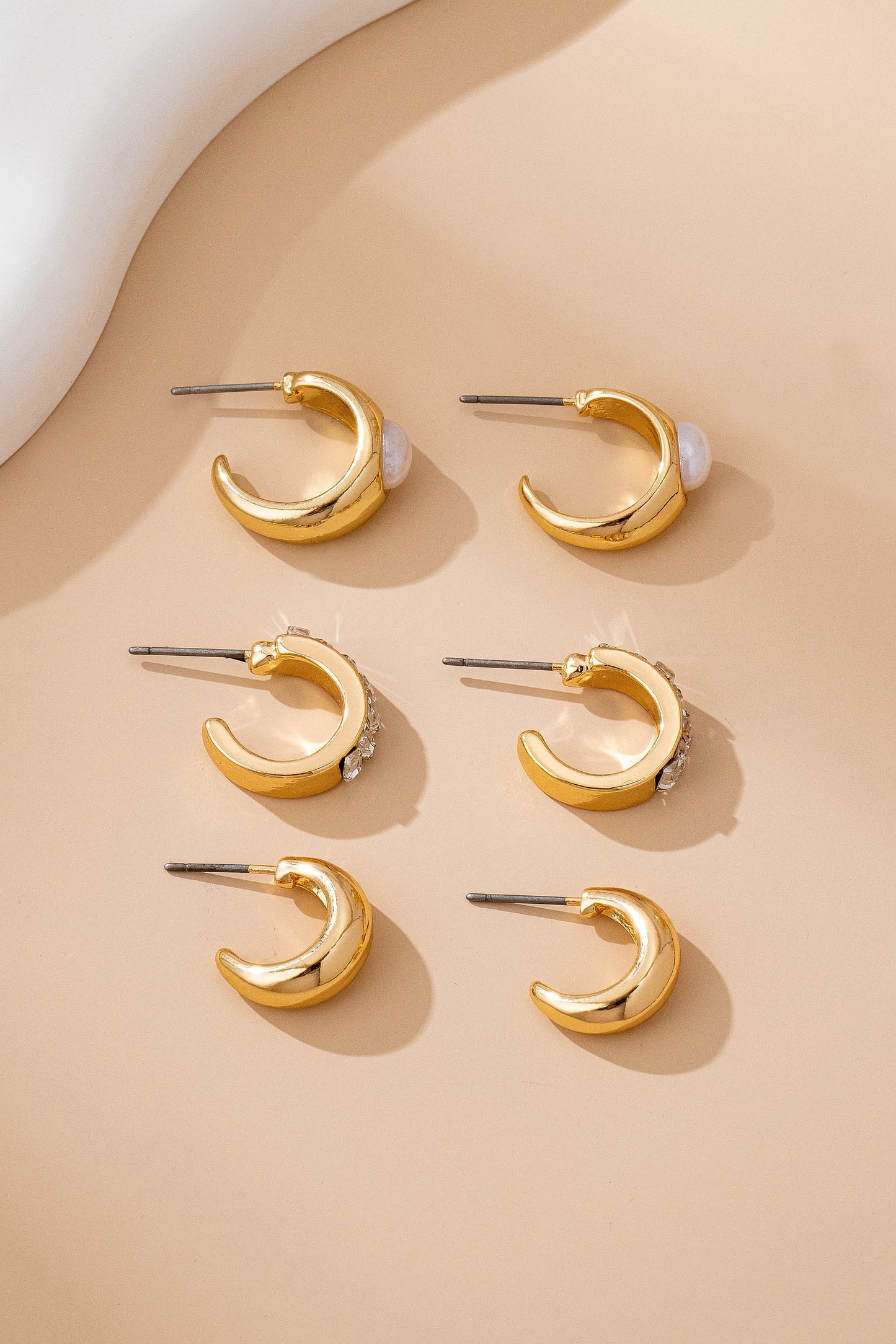 Pearl & Baguette Hoop Trio Set