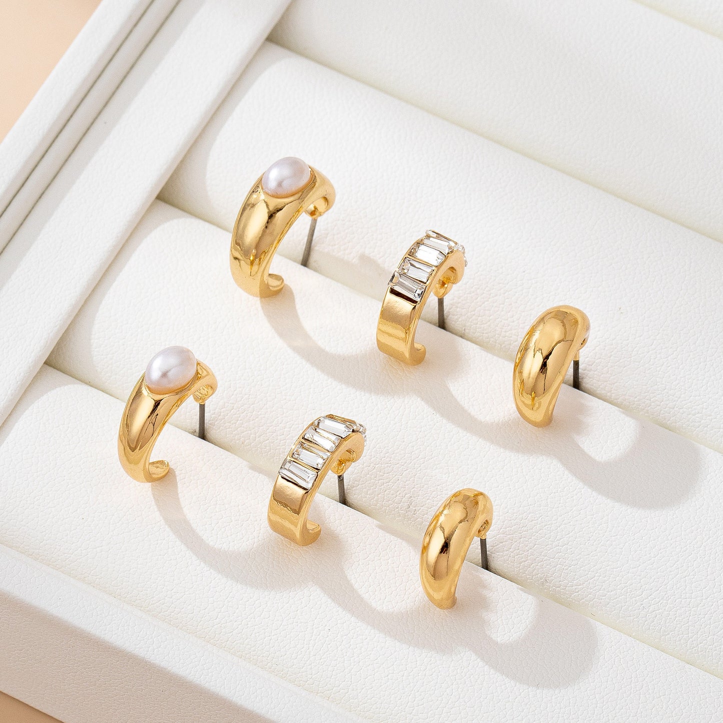 Pearl & Baguette Hoop Trio Set