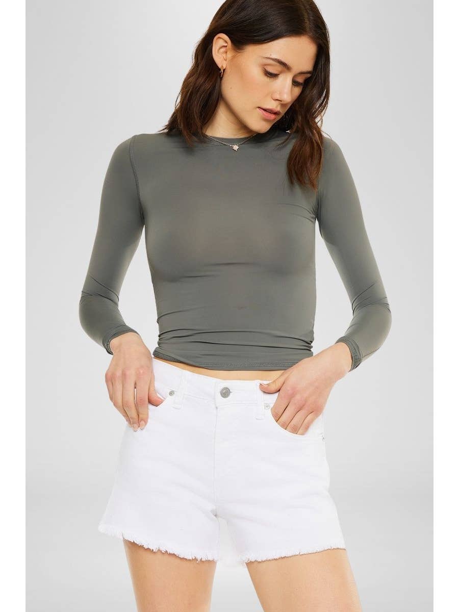 High Rise White Mom Jean Short