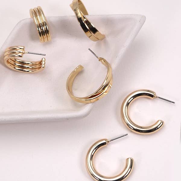 Multi Classic Gold Plated Hoop Earring Trio
