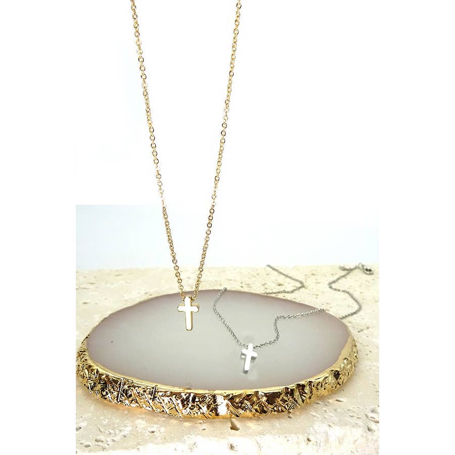 Gold Mini Cross Pendant Necklace
