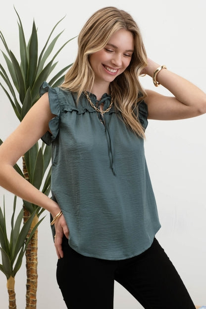 Ruffle Tie Front Blouse