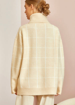 Cowl Neck Pane Sweater