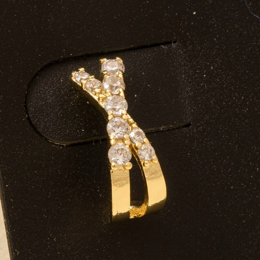 Gold X Pave Earrings
