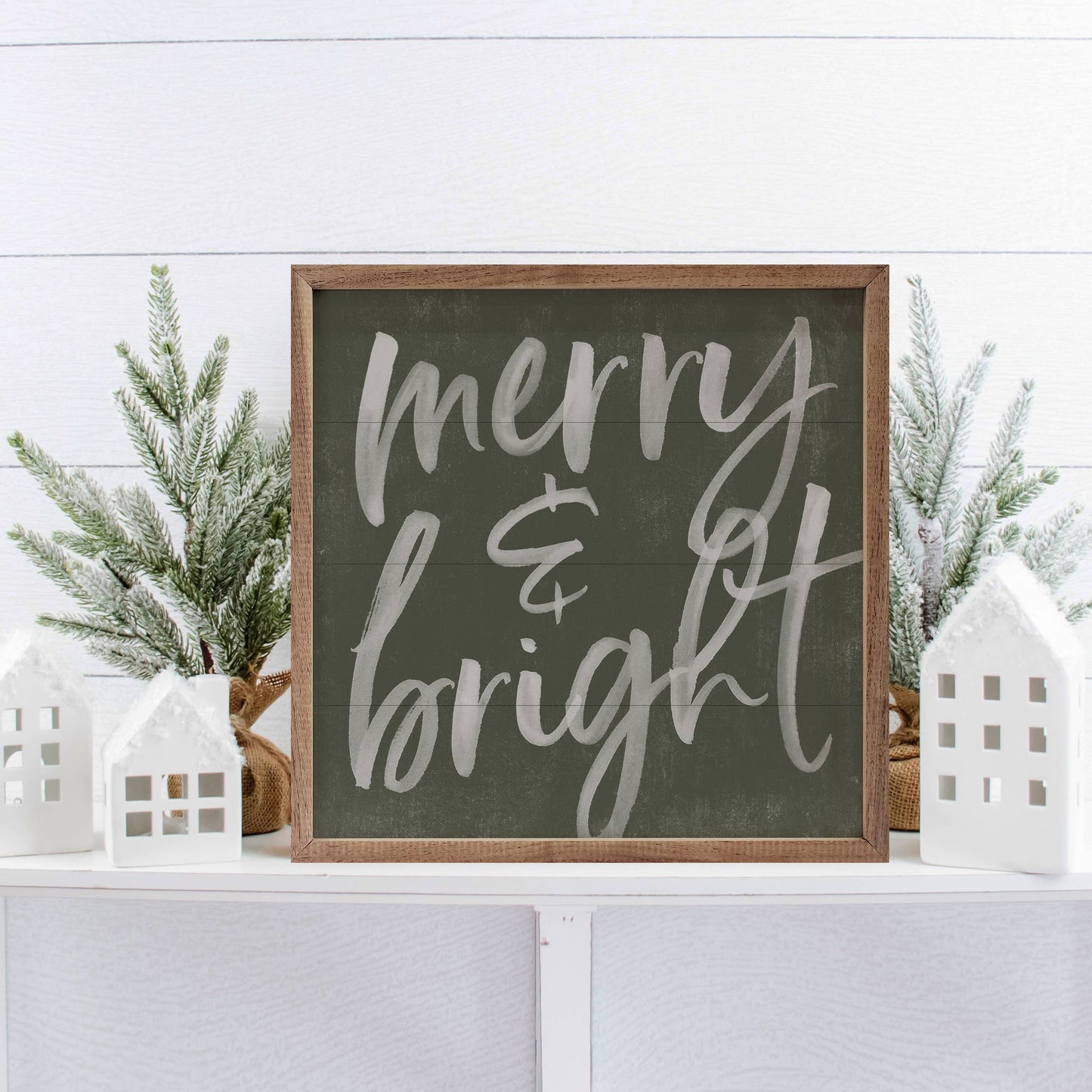 Merry And Bright Sign (Hunter Green)