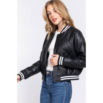 Quilted Bomber Jacket (Black)