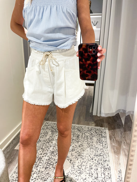 Light White Denim Shorts