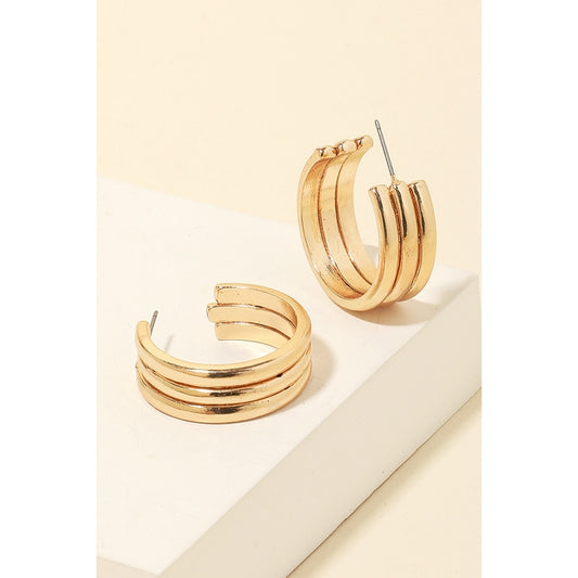 Triple Gold Hoops