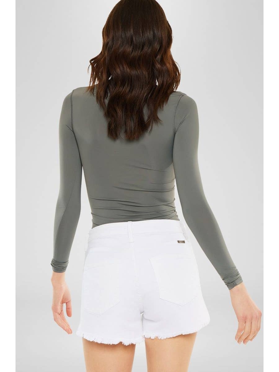 High Rise White Mom Jean Short