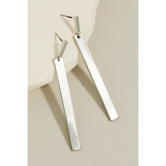 Silver Brush Bar Earrings