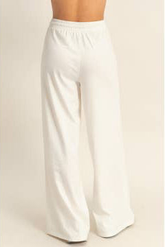 Trendy Wide Leg Sweatpants (Cream)