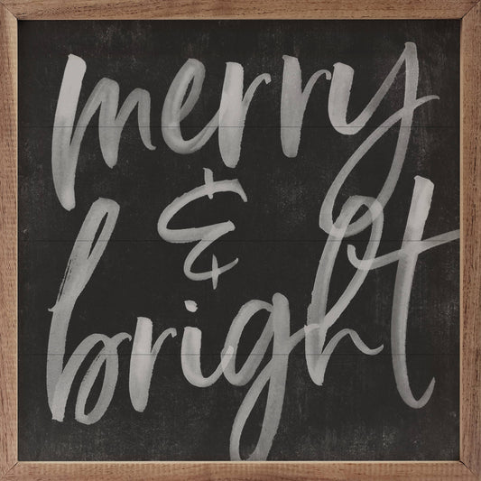 Merry And Bright LARGE Sign (Black)