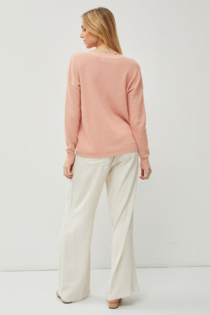 Dusty Peach Ribbed Sweater