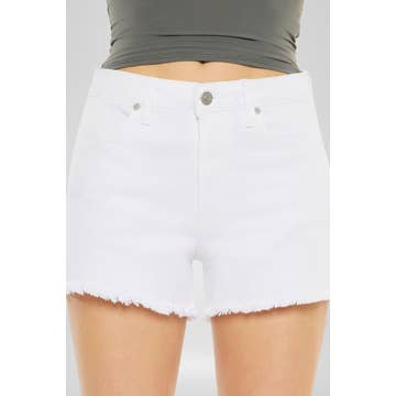 High Rise White Mom Jean Short