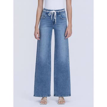 High Rise Drawstring Wide Jeans