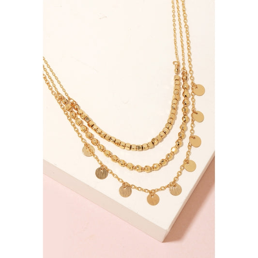 Metallic Disc Layer Necklace