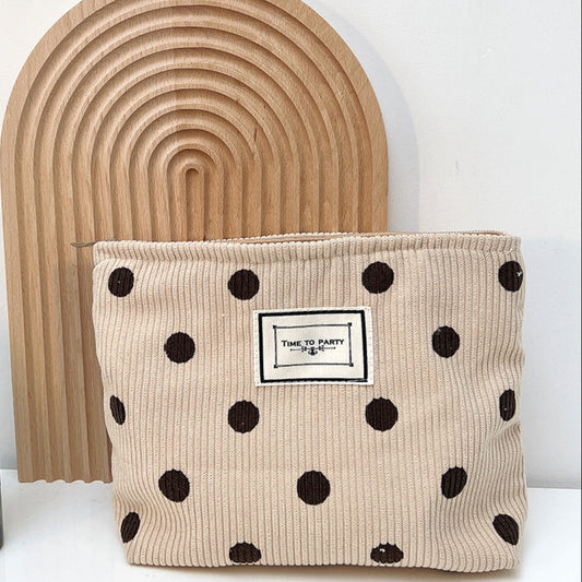 Taupe Polka Dot Pouch