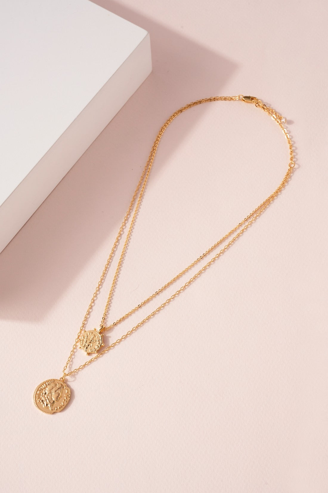 Double Coin Charm Necklace