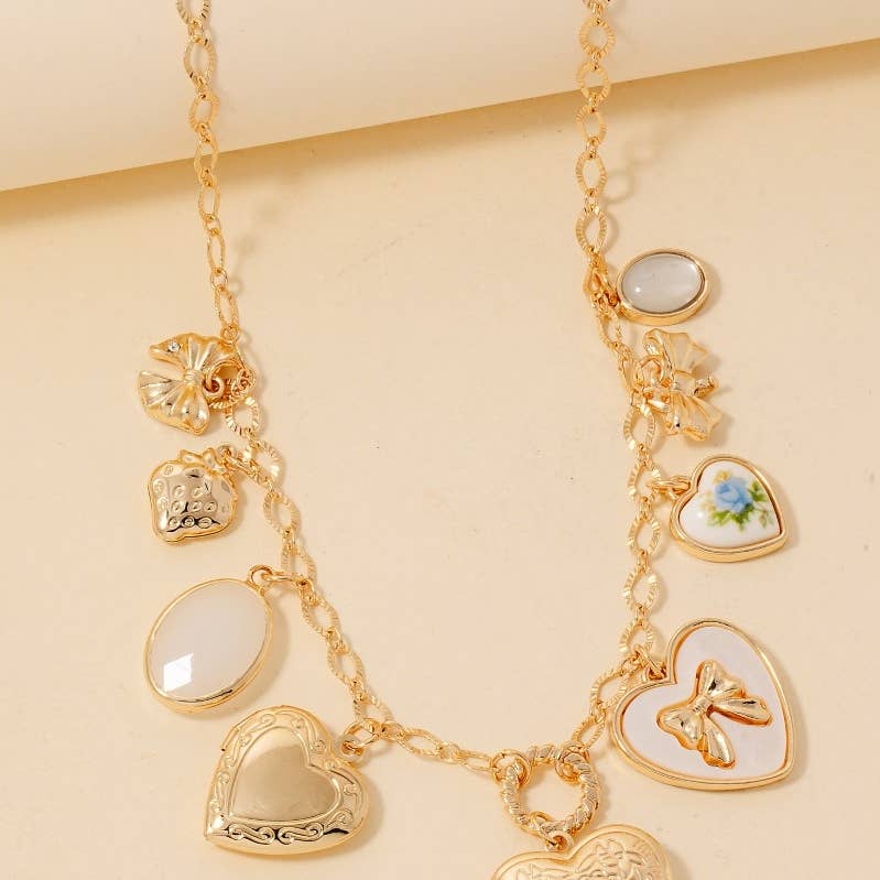 Heart & Bow Charm Necklace