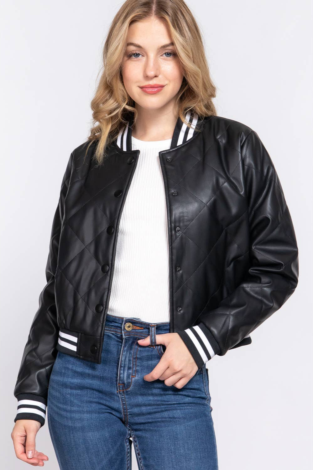 Quilted Bomber Jacket (Black)
