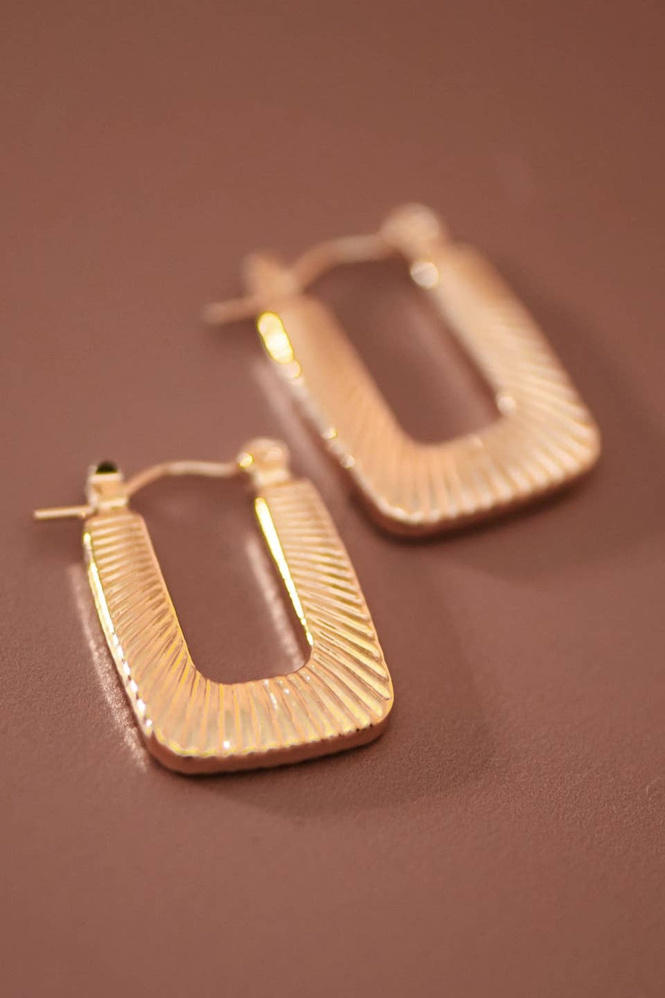 Gold Rectangle Drop Earrings