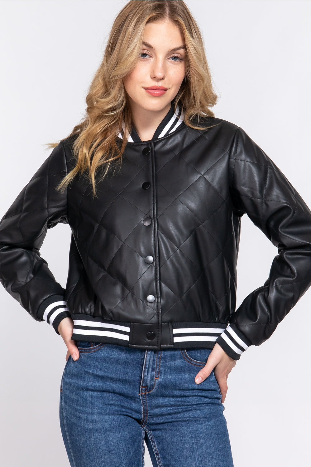 Quilted Bomber Jacket (Black)