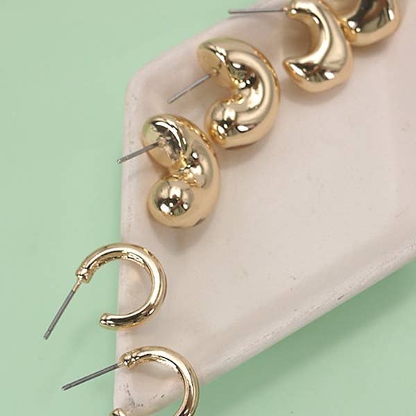 Bubble Hoop Huggie Earrings Trio