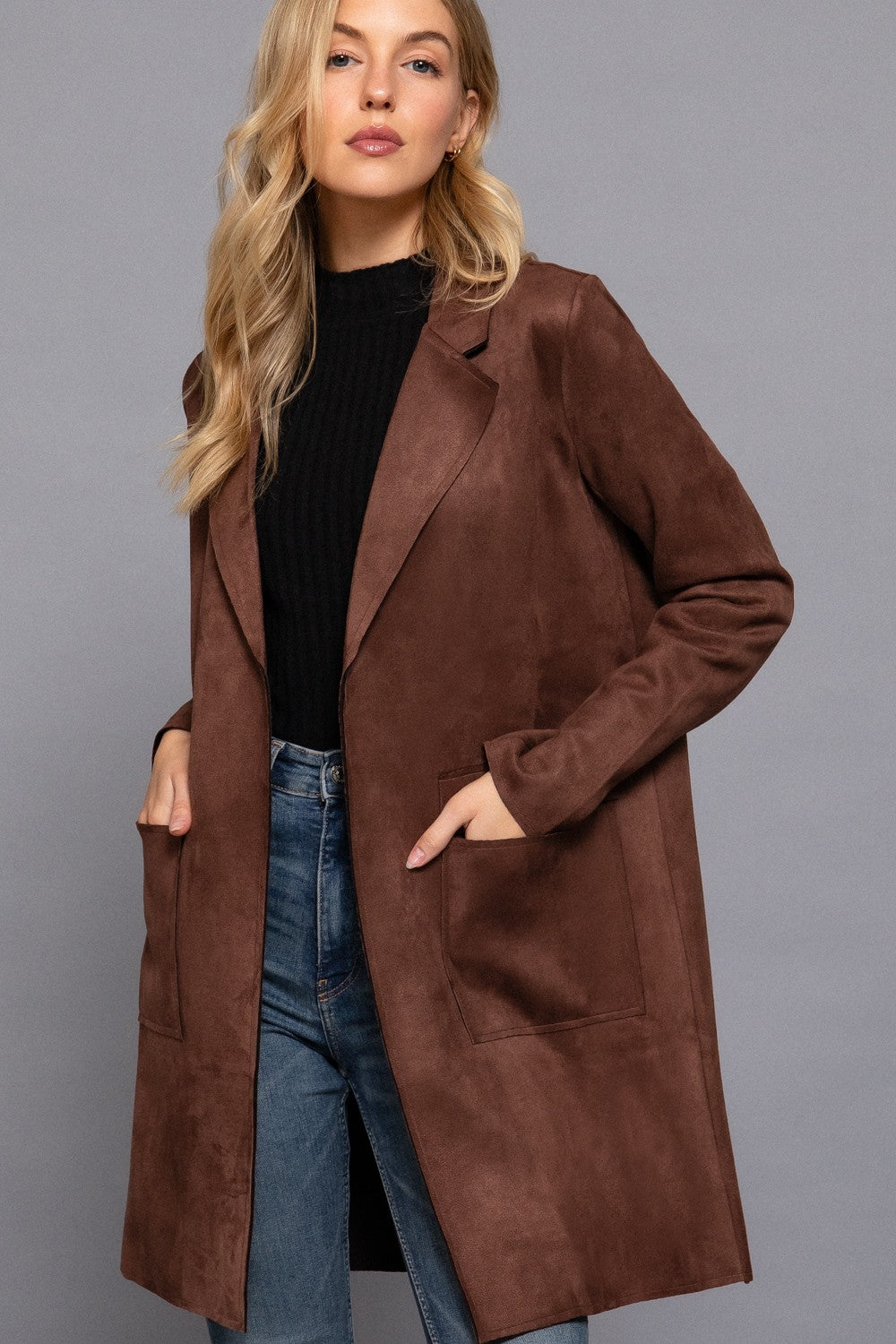 Brown Faux Suede Jacket