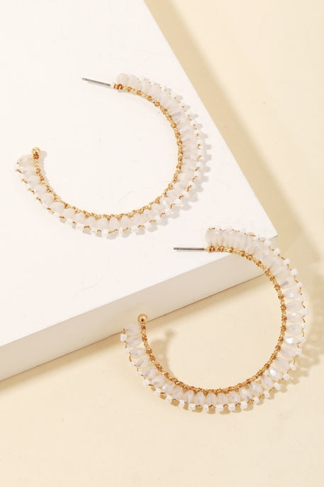 Glass Bead Hoops (White)