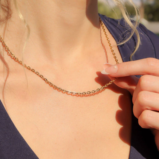 18K Gold Pvd Stainless Steel Flat Oval Loop Chain