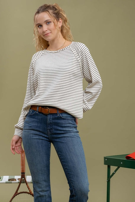 Stripe Raglan Knit Top