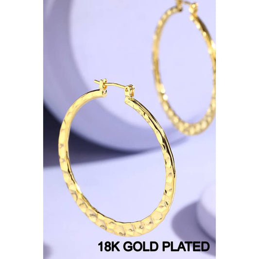 Gold Hammered Hoop Earrings