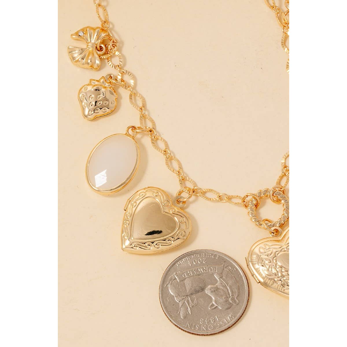 Heart & Bow Charm Necklace